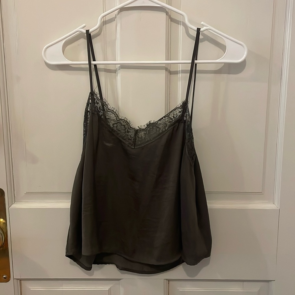 Wild Fable Satin Lace Cami - Army Green (S)